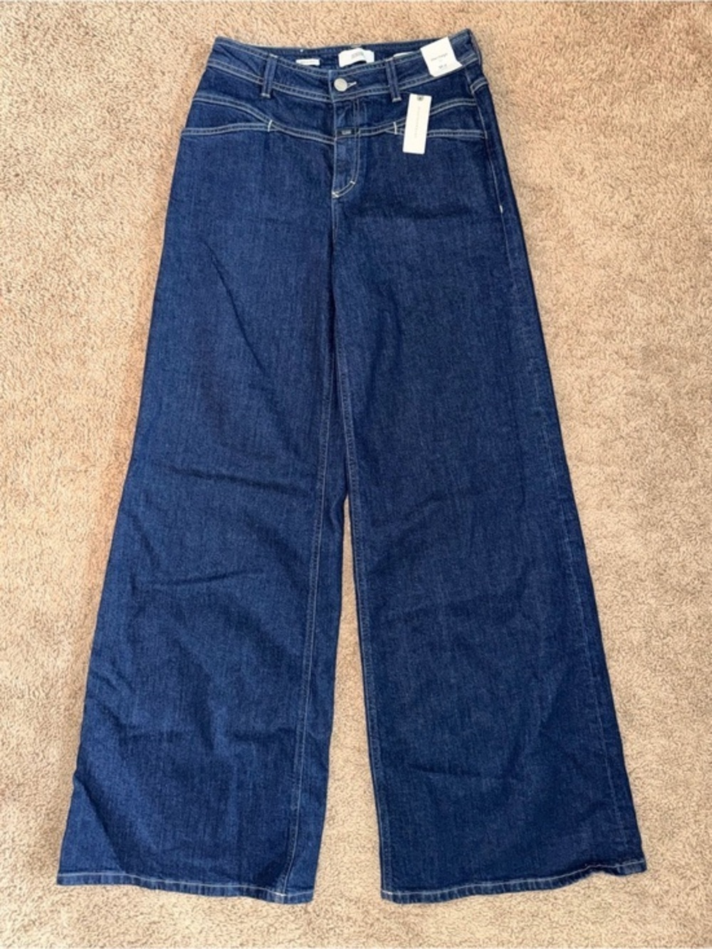 CLOSED DENIM Wide-Leg Mid-Rise Jeans in Deep Blue size 28 NWT